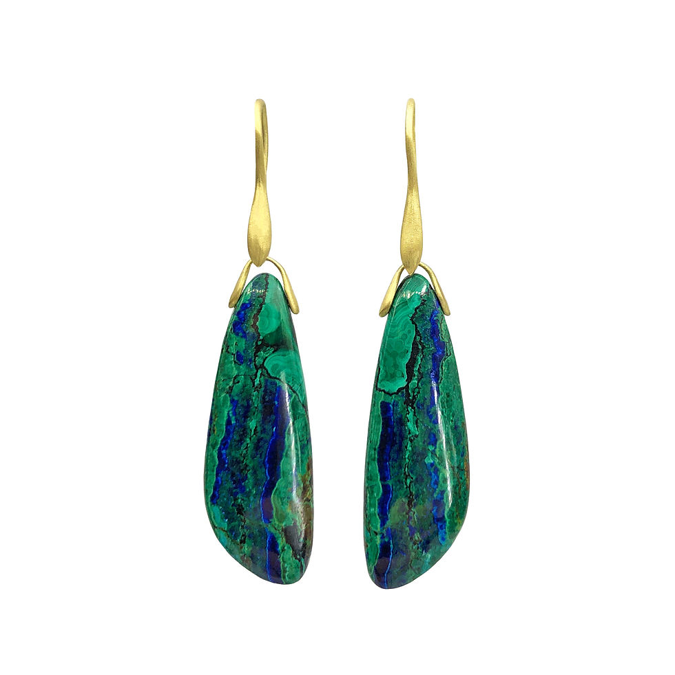 Azure Malachite Trapeze Earrings in 18k Recycled Yellow Gold