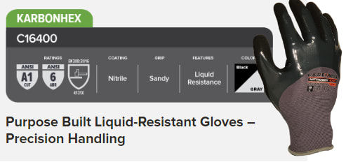 KARBONHEX KX41 C16400X Liquid-Resistant Precision Handling Gloves