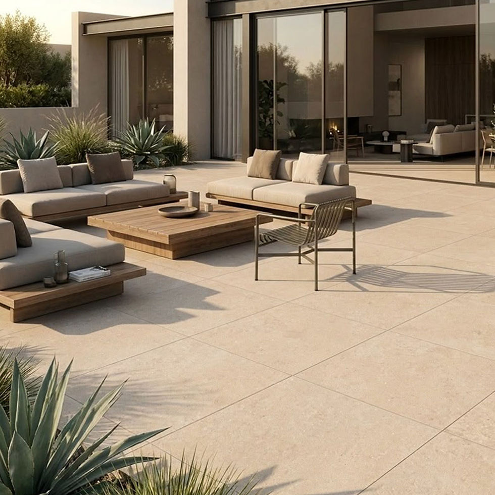Vista de terraza con GRES PORCELANATO 60X60 CM CONCRET BLANCO