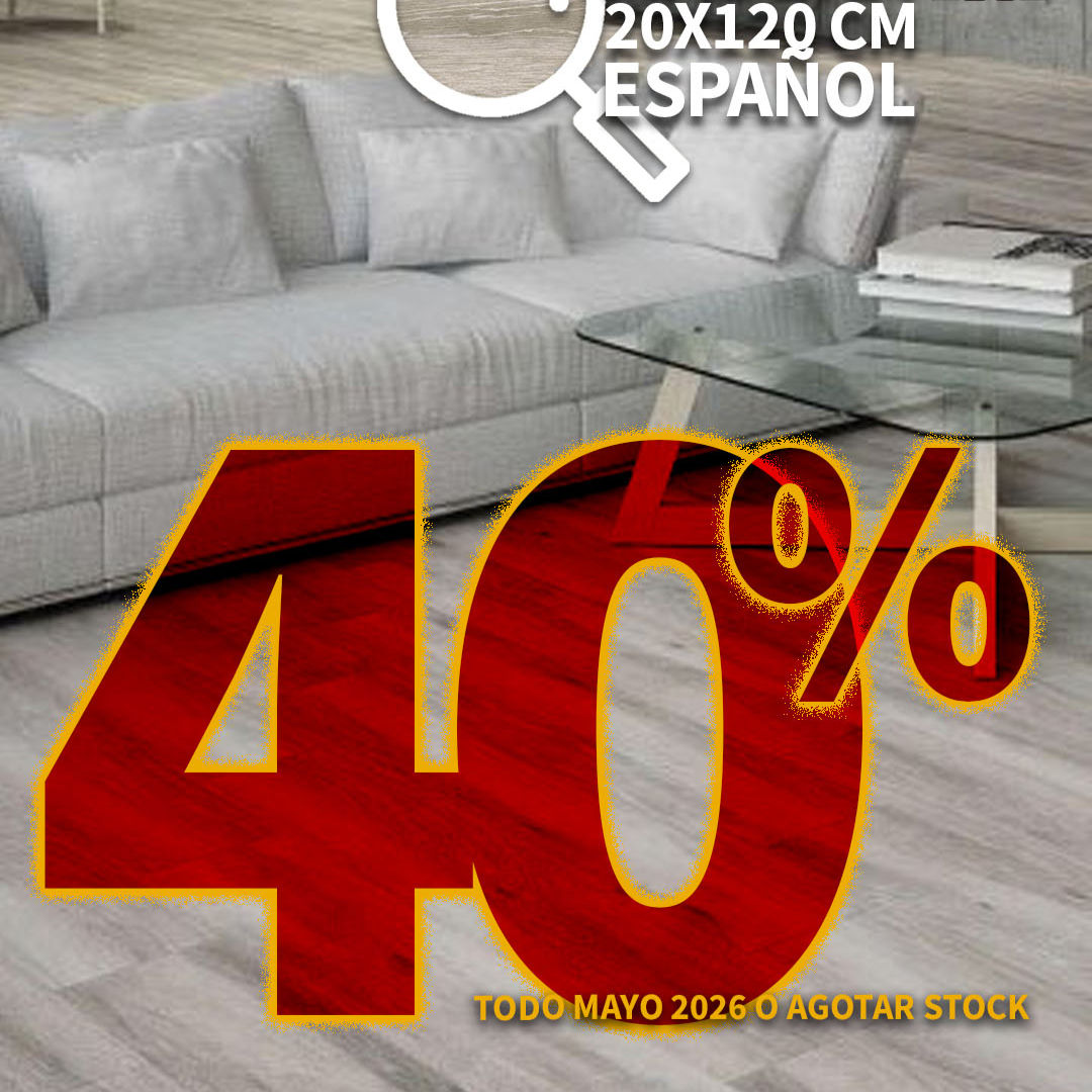 Aviso 40% descuento de porcelanato 20x120 cm Atelier Taupe