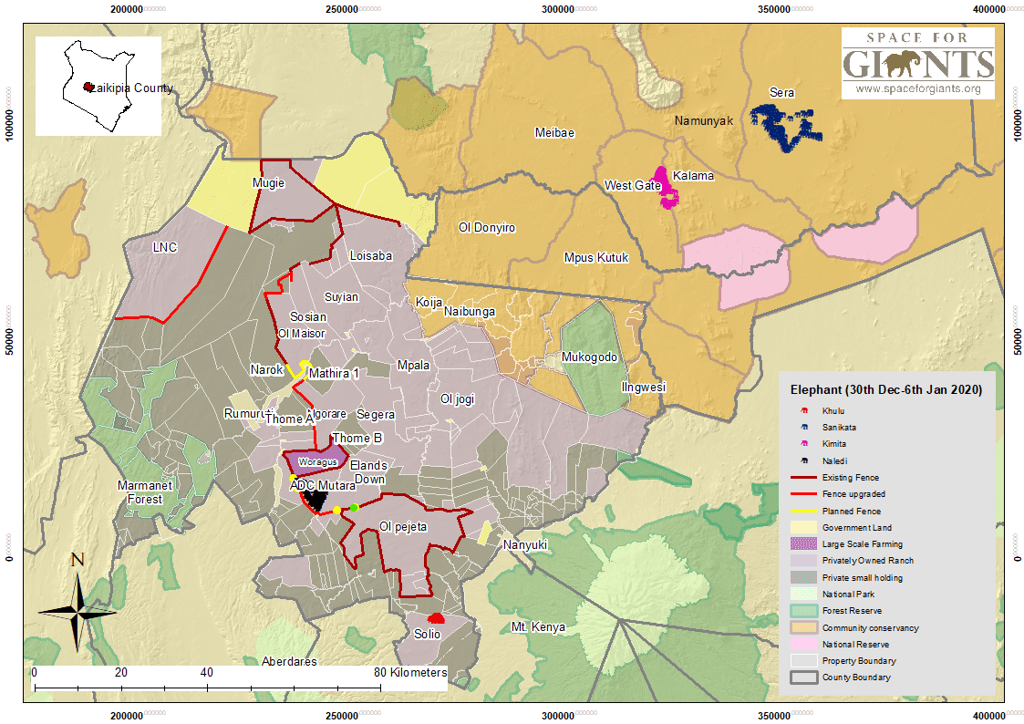 Map to show Kimita and Sankata in Samburu at the beginning of this year. Map © Space for Giants