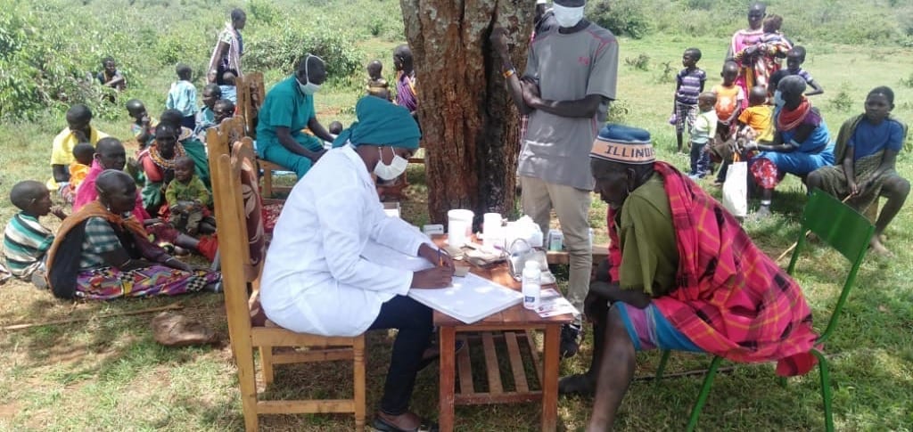 Our Clinical Health Officer, Kaltuma, attending to patients at Morijo.