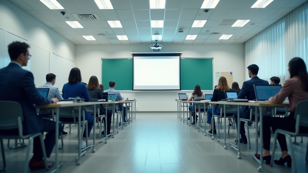 Eye-level view of a modern classroom equipped with advanced technology