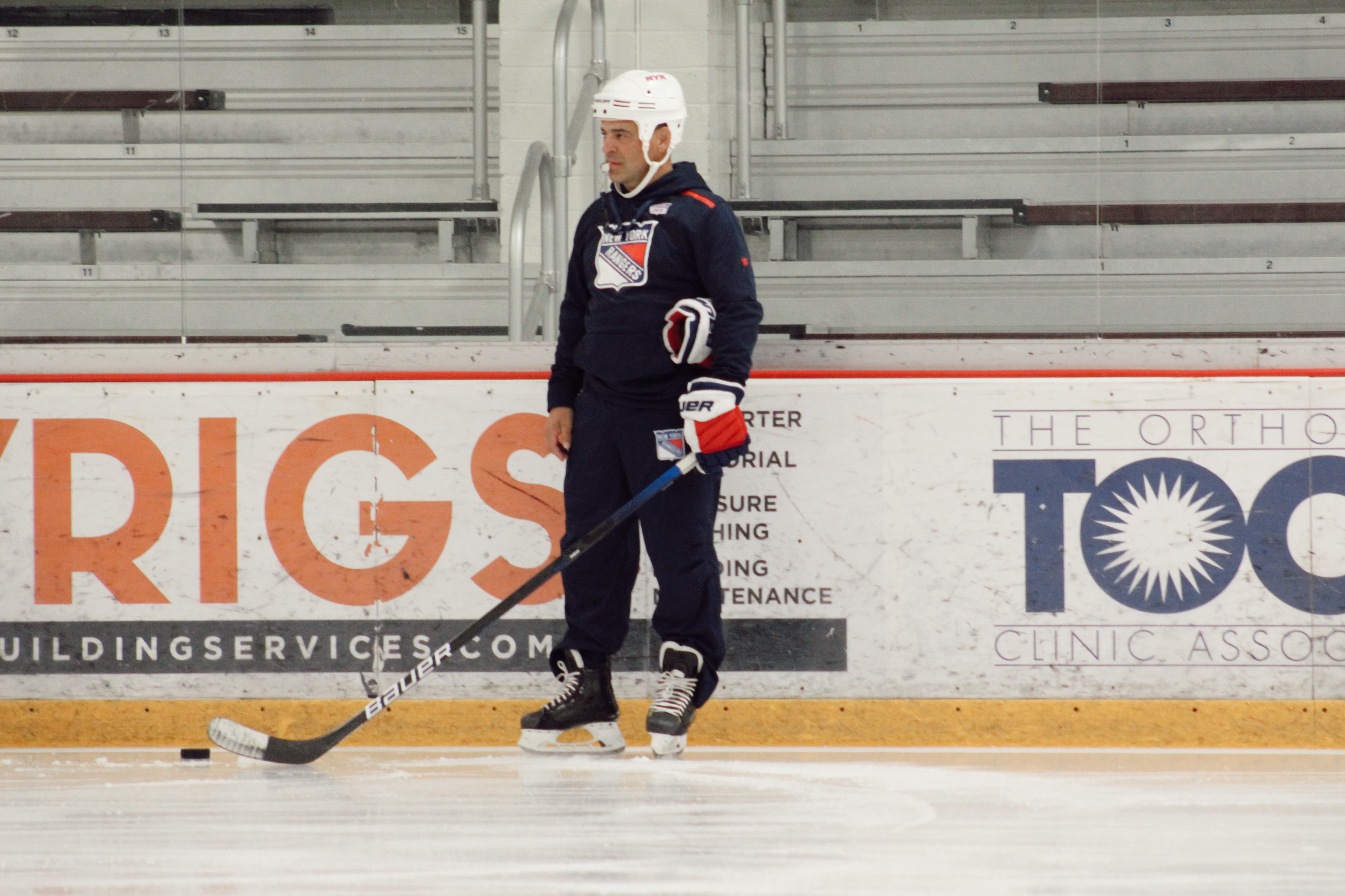 Mark Ciaccio running skating drills at Oceanside Ice Arena, from the original Camp Information panel