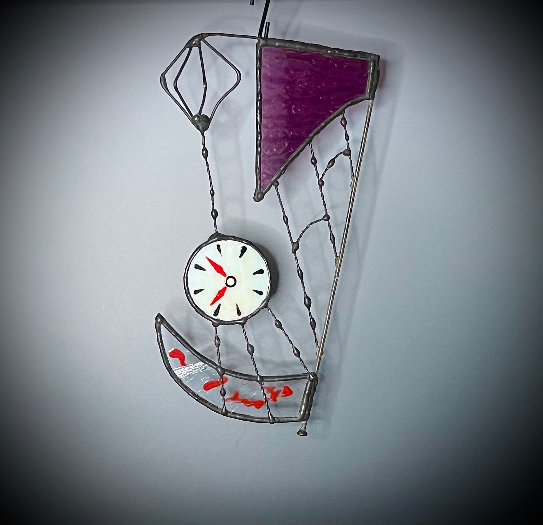 Grim Reaper - Purple with White Clock - Suncatcher
