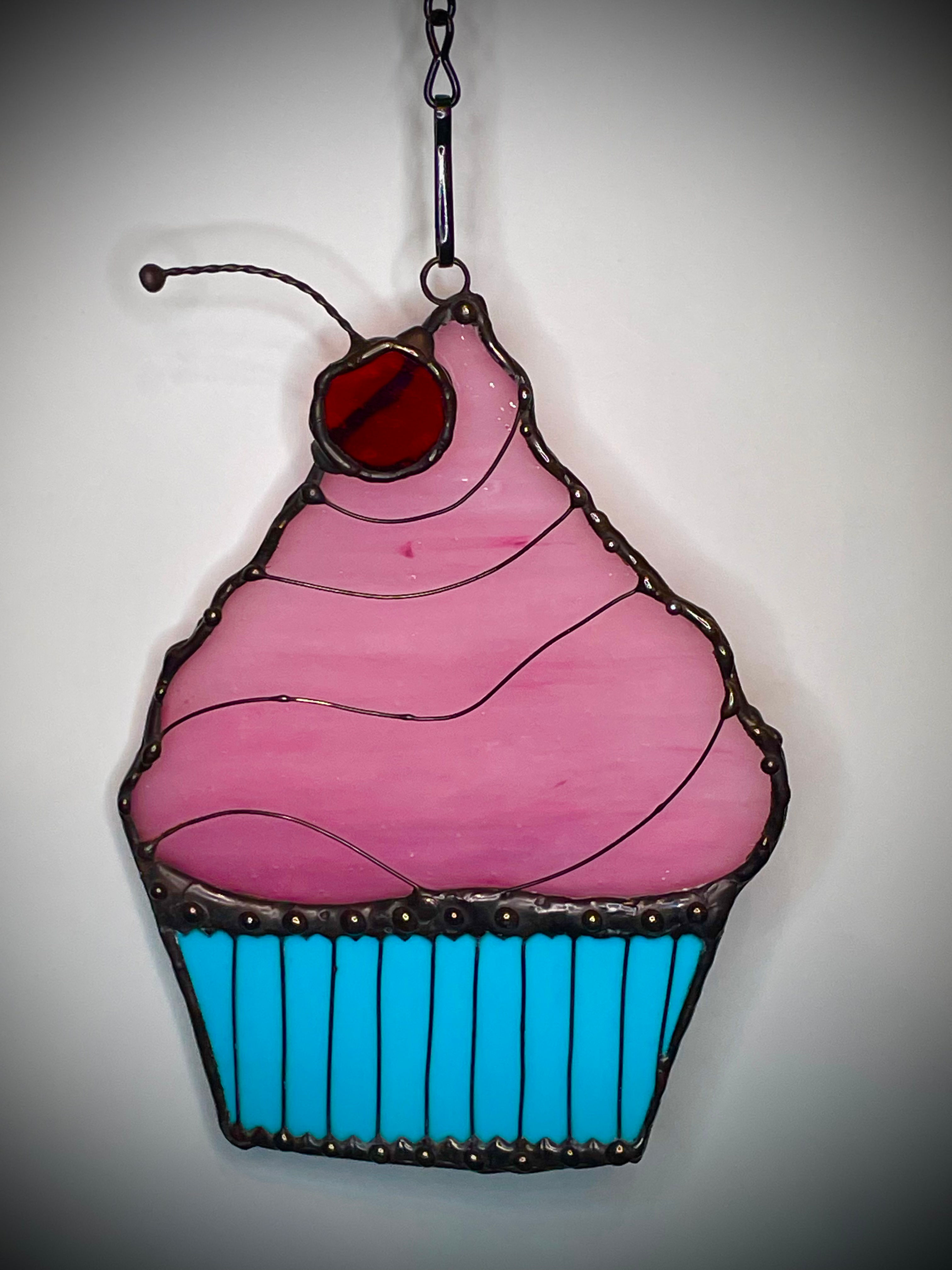 Cupcake - Blue Base - Stained Glass - Suncatcher