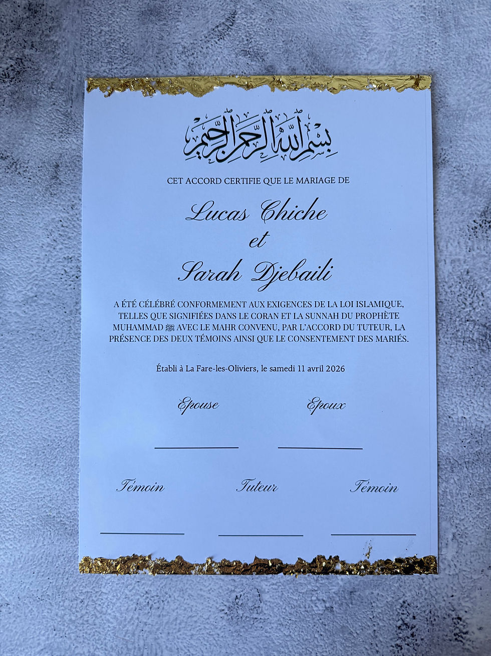 Miniature : CERTIFICAT DE MARIAGE