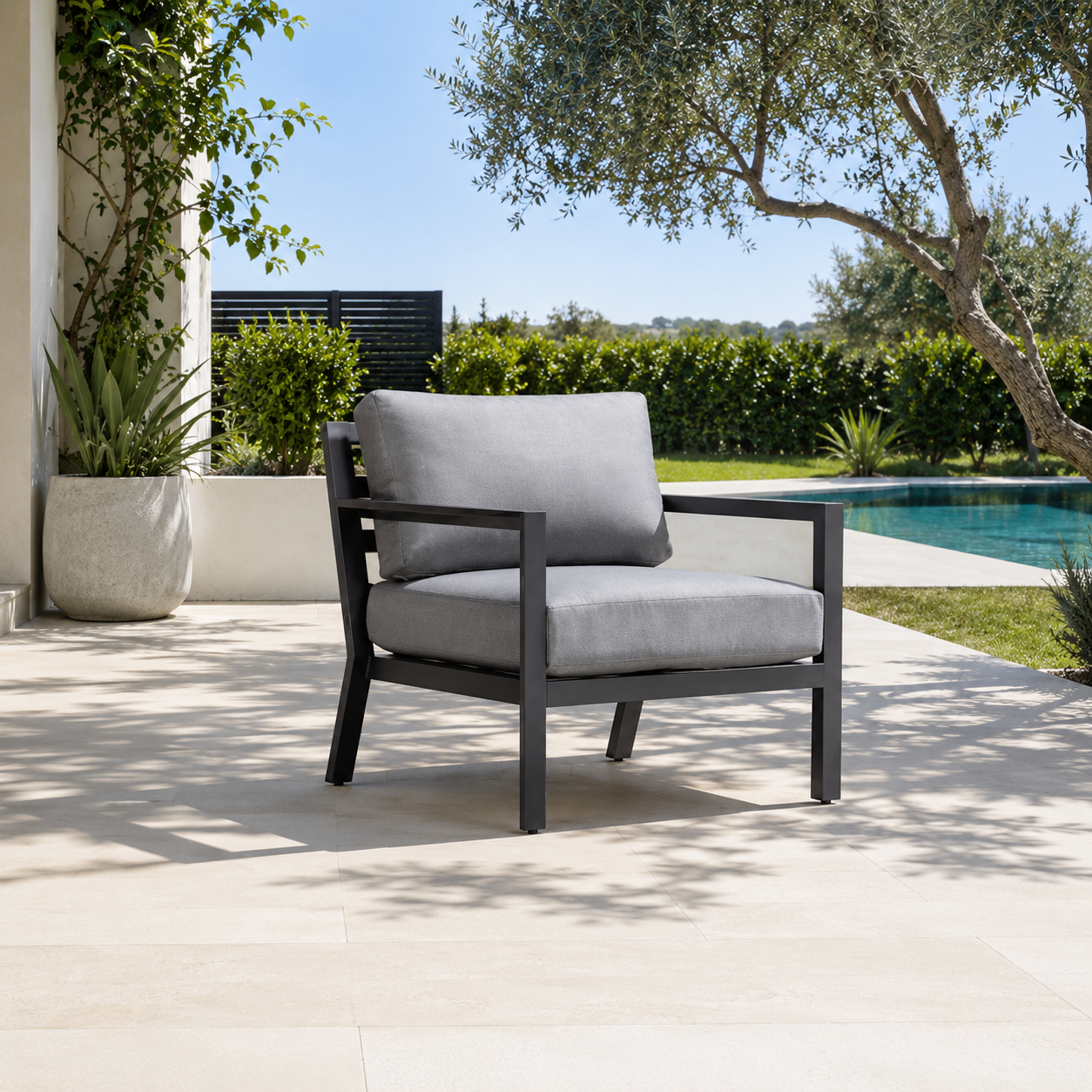 'Sydney' Outdoor Lounge Chair Single Gunmetal