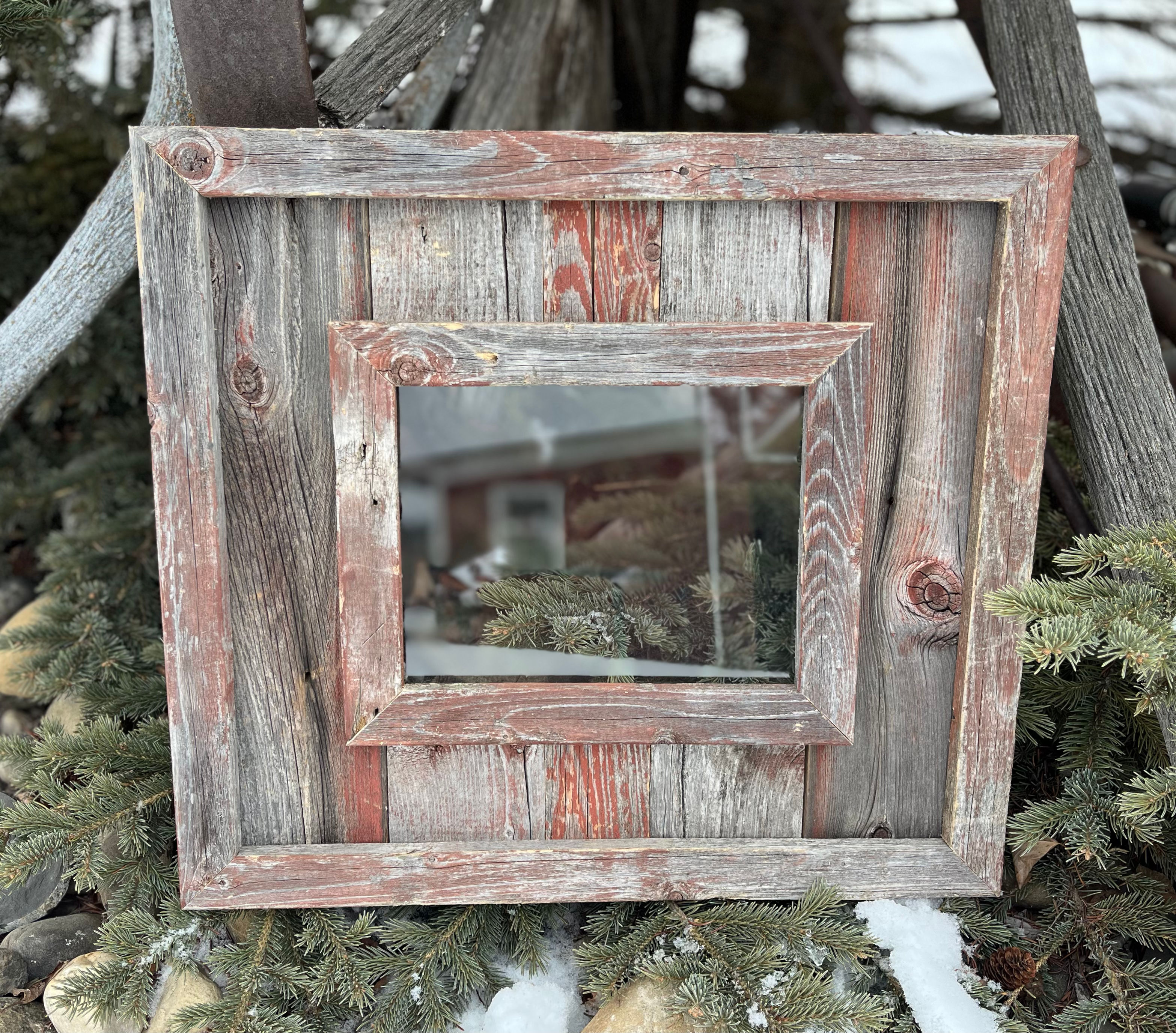 8x10 Barn Wood Red Picture Frame
