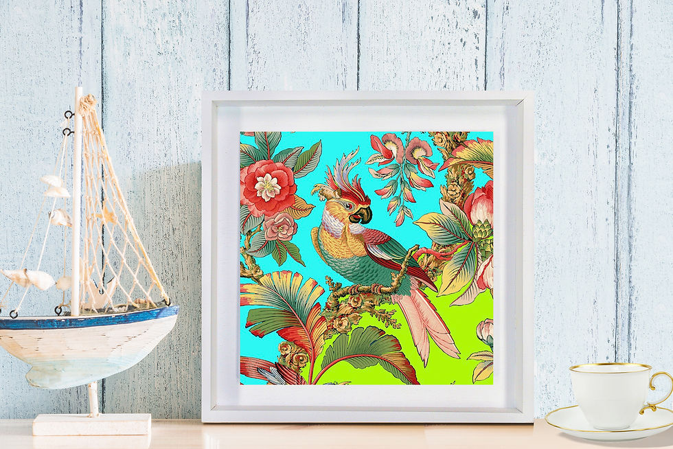 Thumbnail: Finished Art - Colorful Parrot in 16.5"x16.5" Shadow Box (SB-603-SD-1616)
