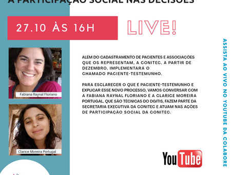 Inscreva-se: Live -Conheça as novas ações da Conitec para ampliar a participação social nas decisões