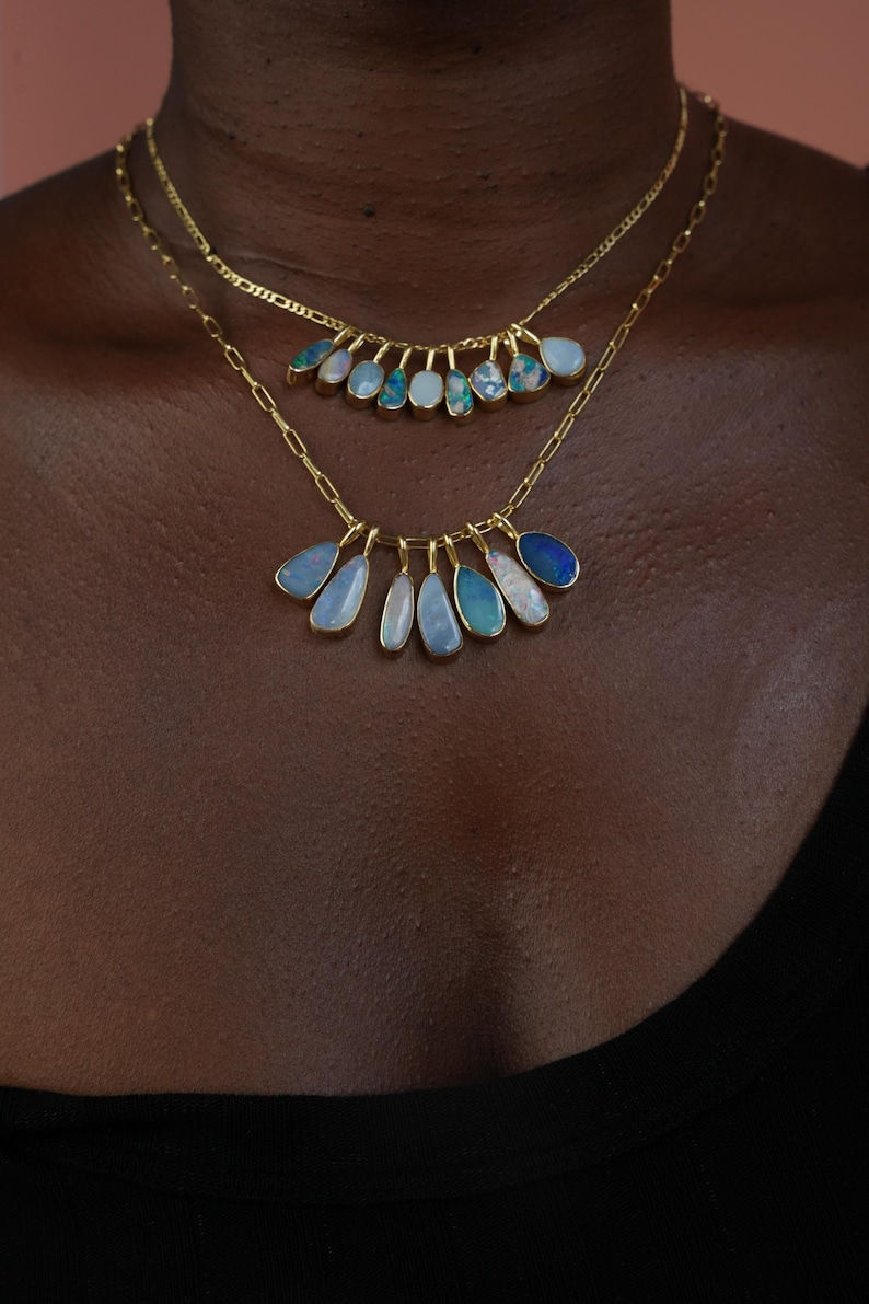 Miniatur: Queensland Boulder Opal Anhänger 10×5 mm, 18 Karat Gold Filled, Steinauswahl, Ansicht 10