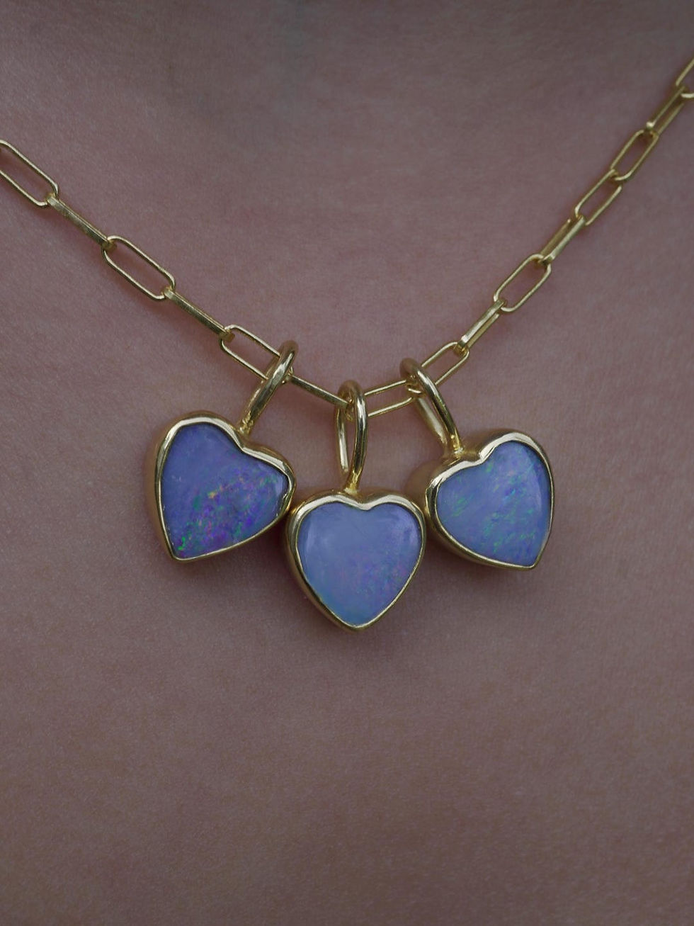 Thumbnail: Opal Heart Pendant — 18k Gold Fill, Choose Your Stone