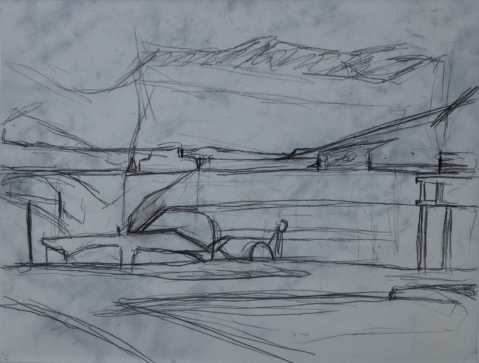 Visit from Diebenkorn, Graphite on Paper