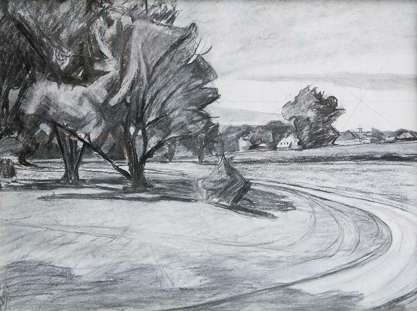 Around the Bends, Charcoal & Graphite on Paper
