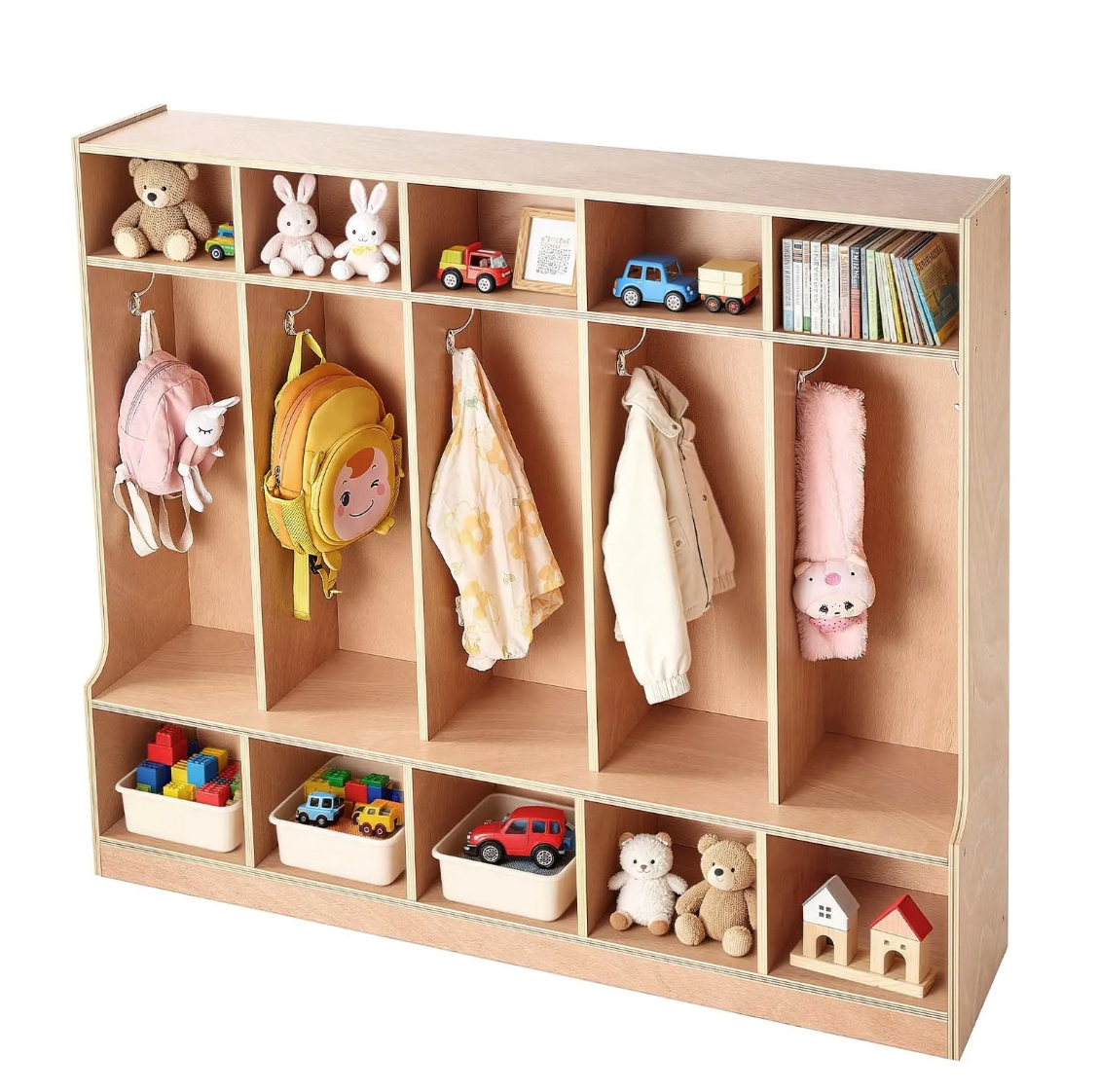 Ormarić za dječje kapute s 5 odjeljaka