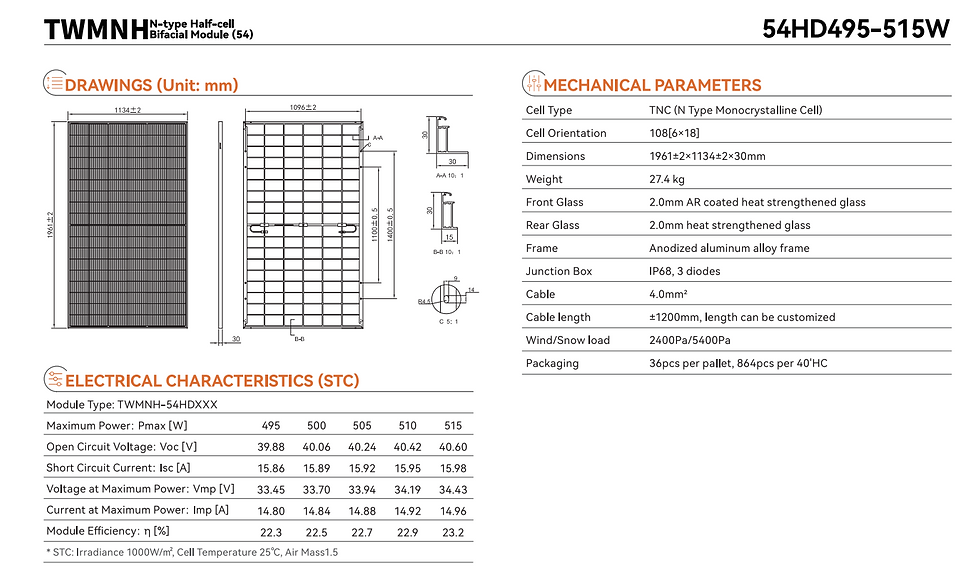 Minijatura: Tongwei 500W dvosmjerni solarni panel - crni okvir
