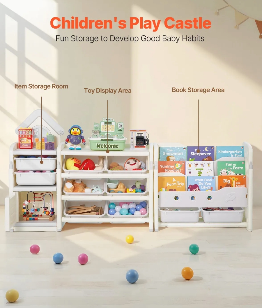 Minijatura: Dječji ormarić s policom za knjige i 10 pomičnih plastičnih kutija