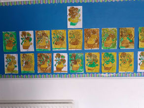 The senior infants enjoyed painting Vincent Van Gogh's 'Sunflowers '!