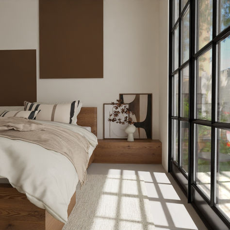 chambre décorée de manière agréable