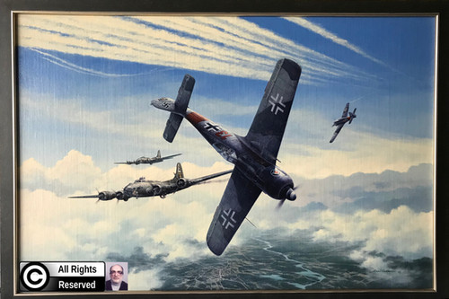 Aviation painting on canvas Focke Wulf 190 A-7 Heinz Bär Luftwaffe