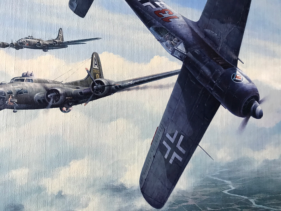 Miniaturbild: Aviation painting on canvas Focke Wulf 190 A-7 Heinz Bär Luftwaffe Ace