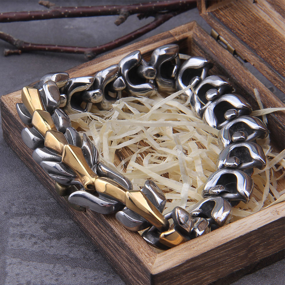 Thumbnail: Stainless Steel Dragon Bracelet with Box