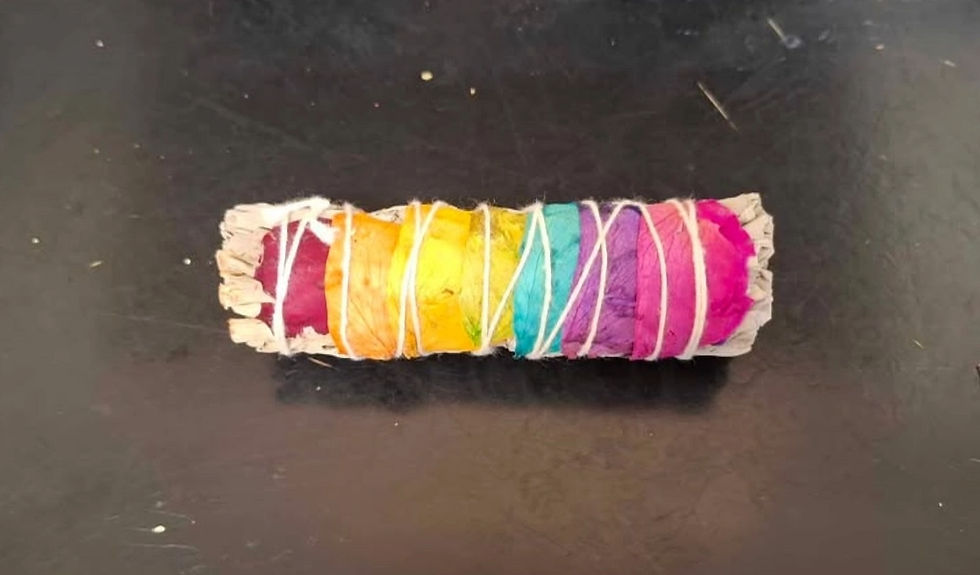 7 Chakra White Sage with Rose Petals Smudge Stick 11cm