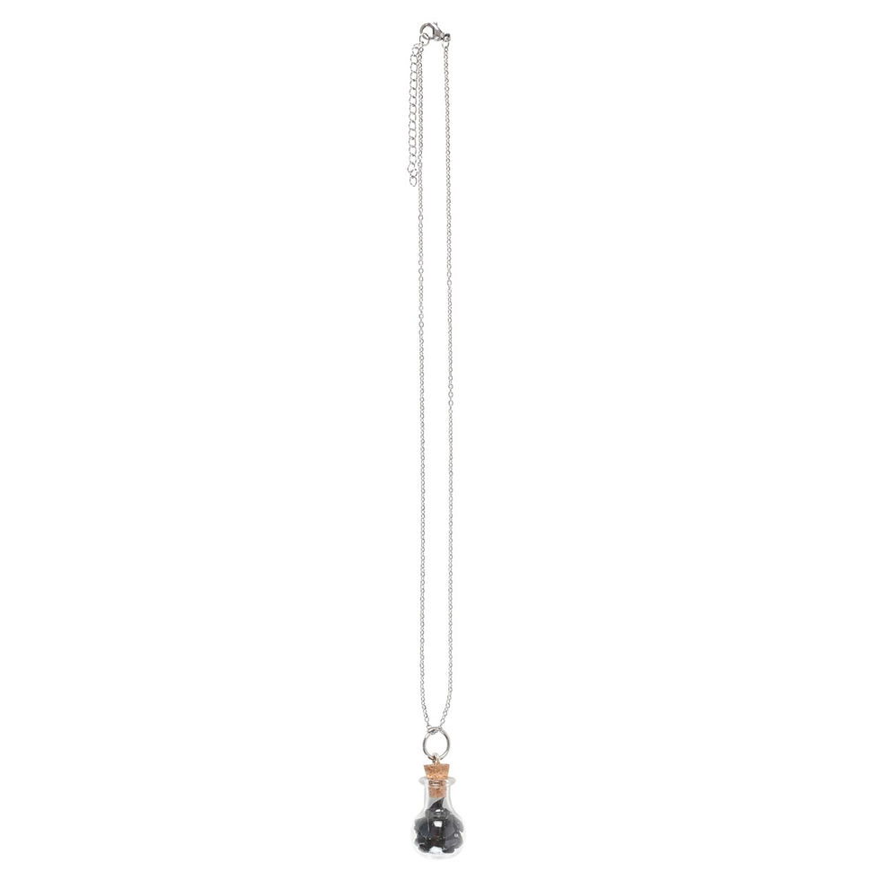 Thumbnail: Protection Black Obsidian Crystal Chip Potion Bottle Necklace