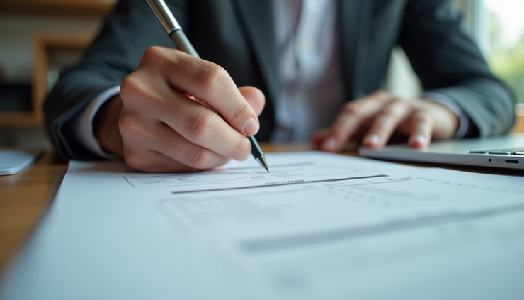 Eye-level view of a person writing notes on a career plan