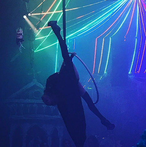 Halloween aerial bat act a The Vaults, Waterloo