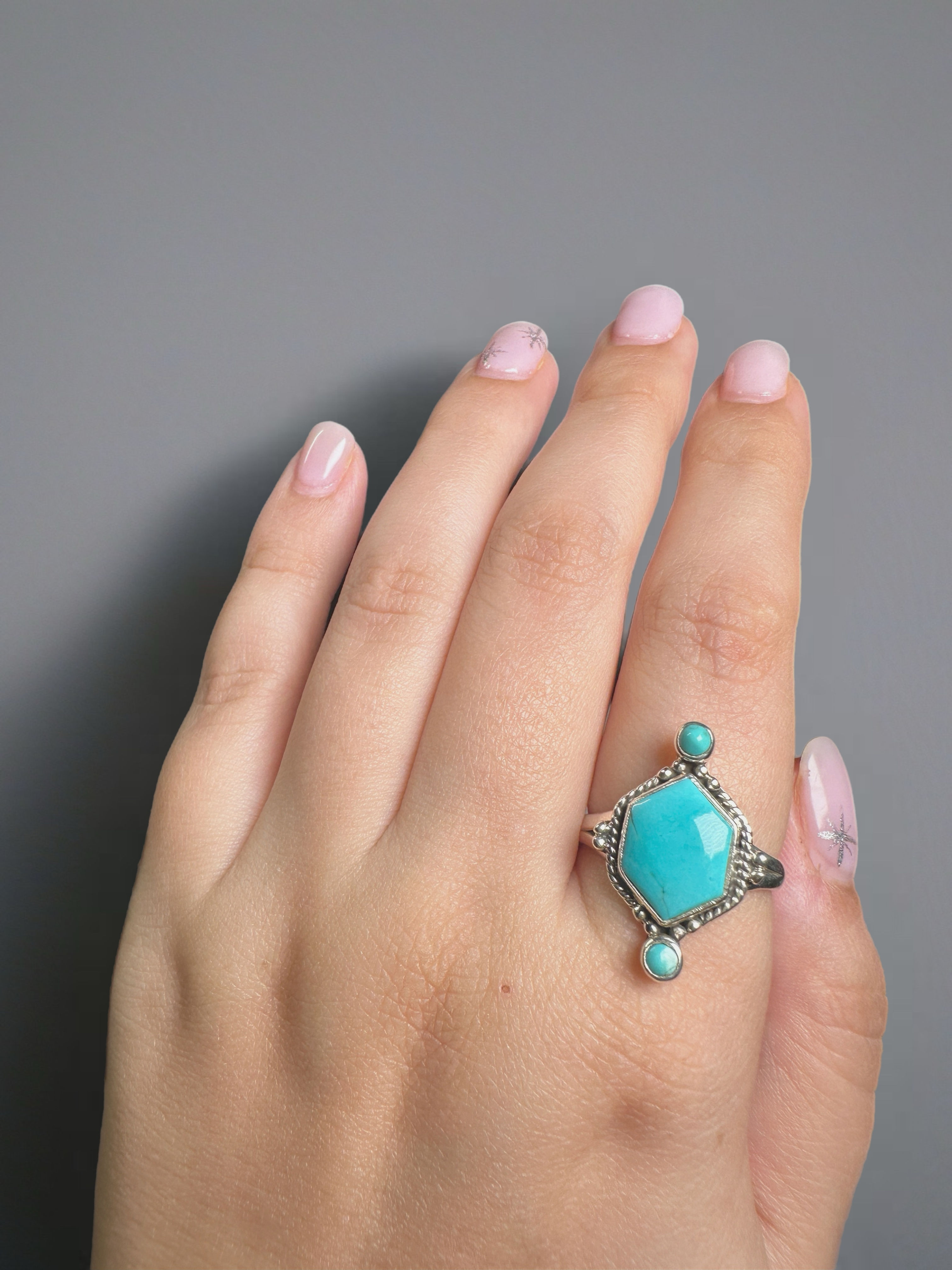 Sterling Silver Turquoise Ring Size 10