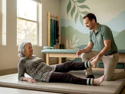 Senior woman engaged in physical therapy