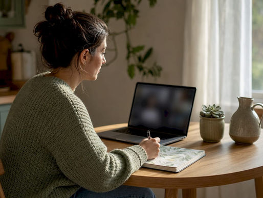 Lactation consultant hosting virtual session at home desk