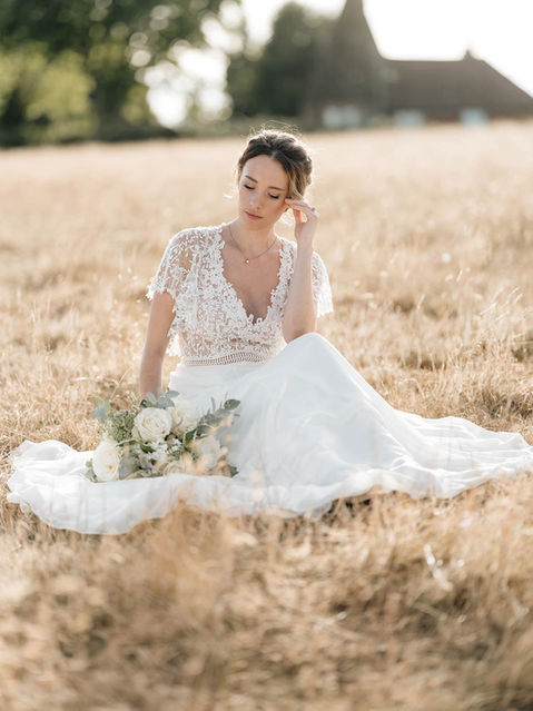 Coombe Farm Weddings, Tenterden. Bride portrait