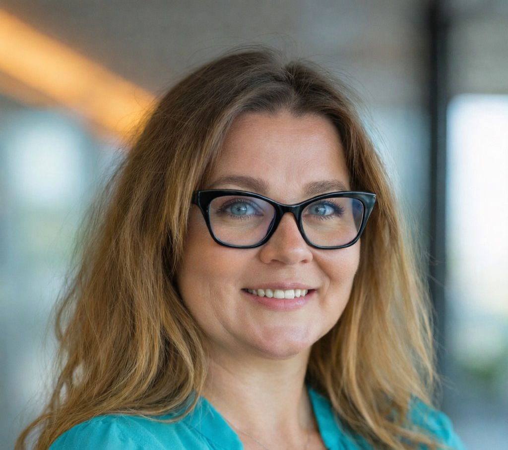 Lächelnde Frau, Laptop-Videochat