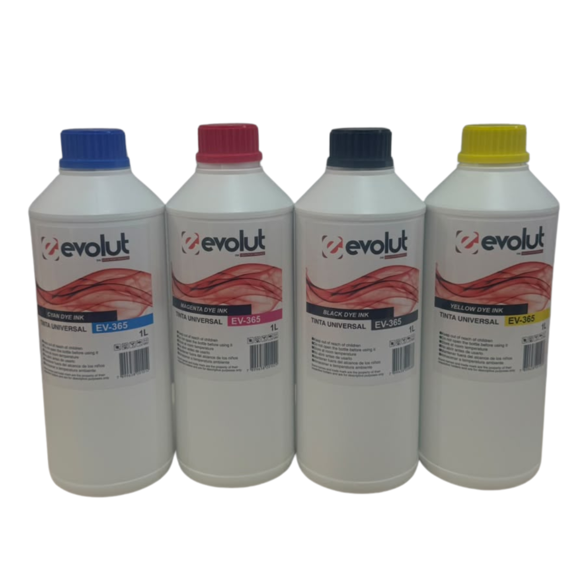 KIT Tinta Compatível Corante para Epson Hp Ev365 664 Et504 Gt53 1 Litro CMYK