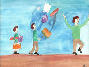 ein Mensch verliert all seine Einkäufe und fühlt sich erleichtert