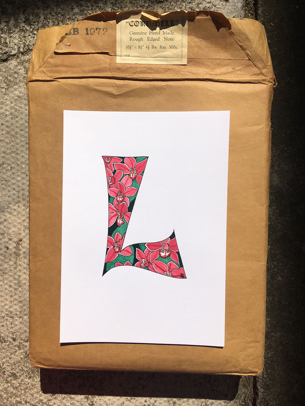 Hand Painted 'L', Orchid Theme