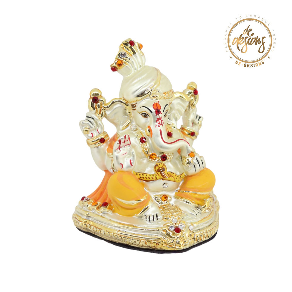 Thumbnail: Deoksions - Austrian Crystal Studded Pagdi Ganesha for Car Dashboard & home