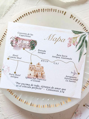 Mapa con ilustración Acuarela