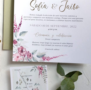 Invitaciones de boda con ilustraciones en acuarela