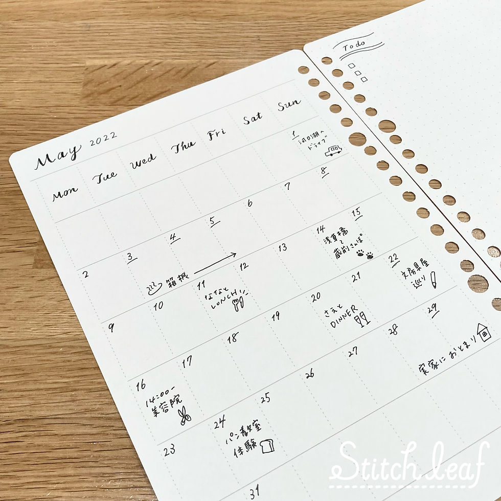 サムネイル： ステッチリーフ のルーズリーフ⑤ 片面スケジュール(裏面ドット方眼)