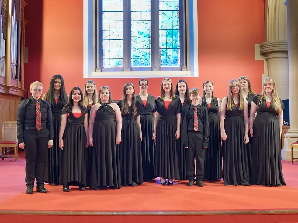 Senior Choir on stage in Sherbrooke Mosspark Parish Church