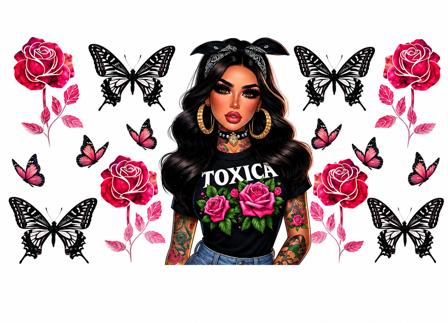 Edgy Toxica Rose Portrait/Tattoo Girl