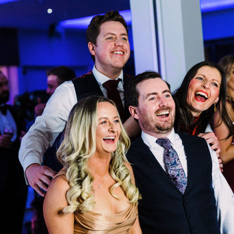 Wedding guests using a Photo Booth at Greenwoods Hotel & Spa