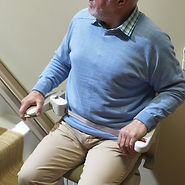 Stairlift moving with use of remote control.