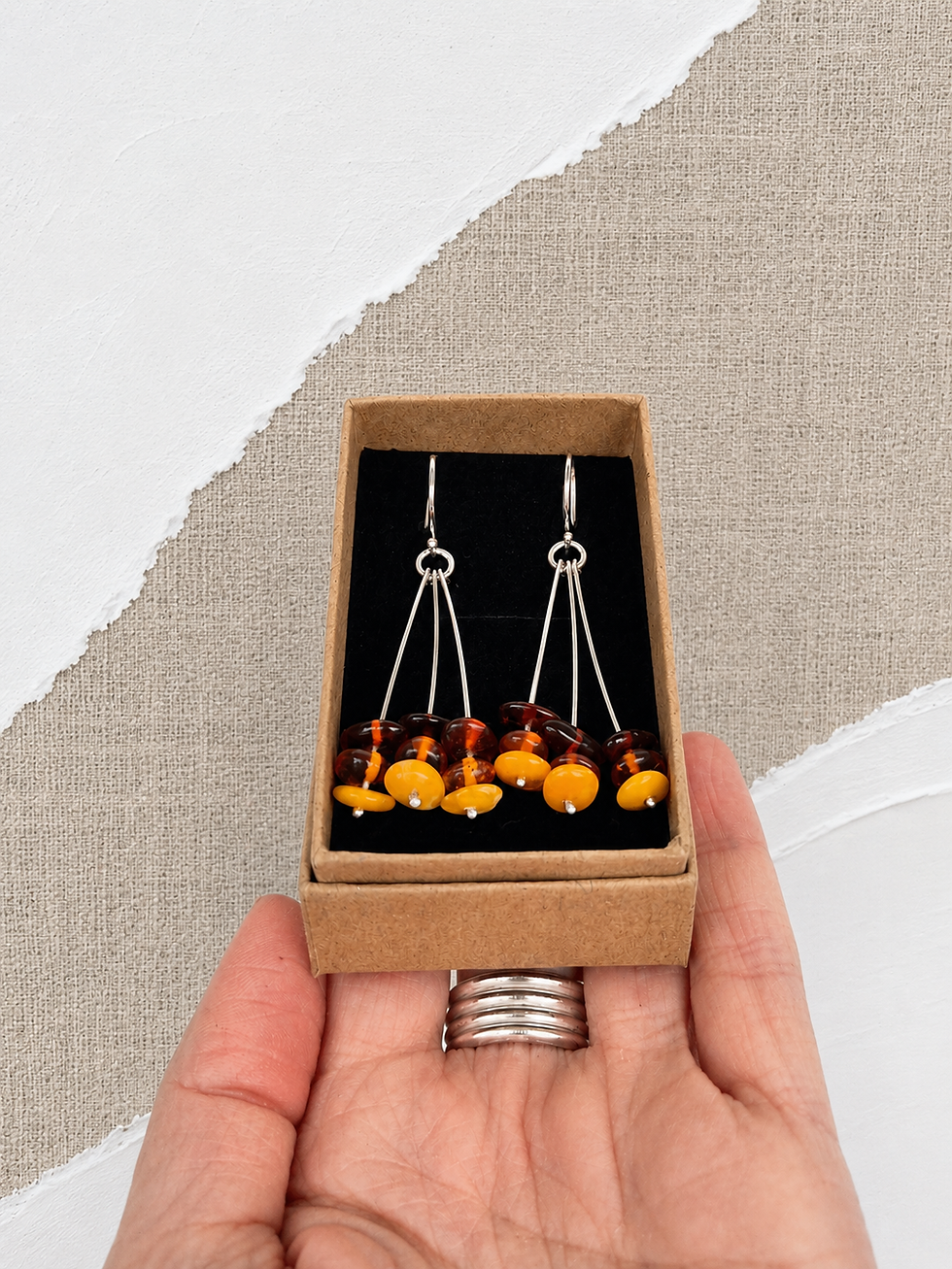 Thumbnail: Amber Trio Earrings — Sterling Silver