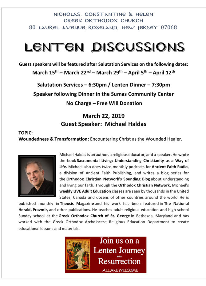 Lenten Lecture - "Woundedness and Transformation: Encountering Christ as the Wounded Healer&quo