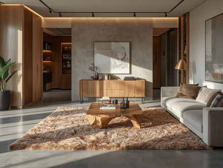 Inspiration décoration pour maison neuve : salon moderne et chaleureux avec des matières naturelles, couleurs douces et aménagement optimisé pour créer un intérieur accueillant